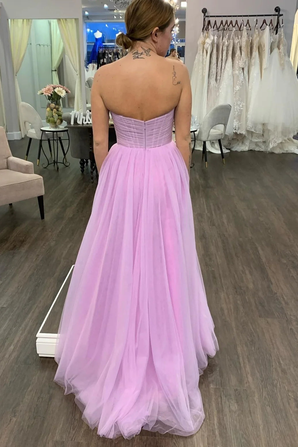 Formal Wear Dresses Lilac Strapless Sleeveless A-line Long Formal Dress Prom Dress Stores With Prom Dresses 